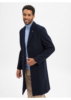 Finshley & Harding London Męski wełniany płaszcz - Frederick Mężczyźni granatowy jednolity ze sklepu vangraaf w kategorii Płaszcze męskie - zdjęcie 186772497
