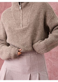Sinsay - Sweter half-zip z domieszką wełny - brązowy ze sklepu Sinsay w kategorii Swetry damskie - zdjęcie 186773646
