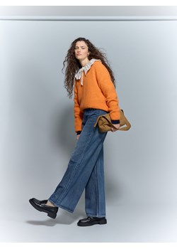 Reserved - Jeansy wide leg z aplikacją - indigo jeans ze sklepu Reserved w kategorii Jeansy damskie - zdjęcie 186774048