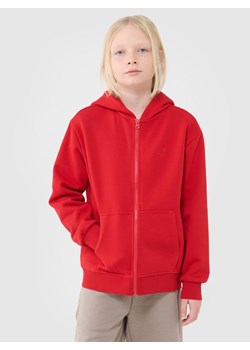 Chłopięca bluza dresowa z kapturem rozpinana 4F 4FJWSS25TSWSM1851 - czerwona ze sklepu Sportstylestory.com w kategorii Bluzy chłopięce - zdjęcie 186776256