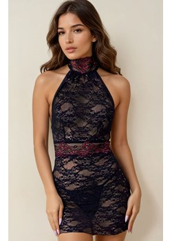 Koronkowa koszulka nocna i stringi Leisa, Kolor czarno-różowy, Rozmiar S/M, LivCo Corsetti Fashion ze sklepu Intymna w kategorii Koszule nocne - zdjęcie 186776967