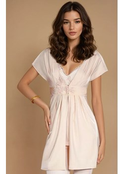 Elegancki szlafrok z krótkim rękawem Shanessa LC 90037, Kolor kremowy, Rozmiar S, LivCo Corsetti Fashion ze sklepu Intymna w kategorii Szlafroki damskie - zdjęcie 186777009