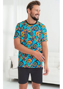 Piżama męska kr.kr. Zanzi, Kolor grafitowo-turkusowy, Rozmiar XL, Italian Fashion - id: 158322 - marki Italian Fashion - 186777159 Piżama męska kr.kr. Zanzi, Kolor grafitowo-turkusowy, Rozmiar XL, Italian Fashion ze sklepu Intymna w kategorii Piżamy męskie - zdjęcie 186777159