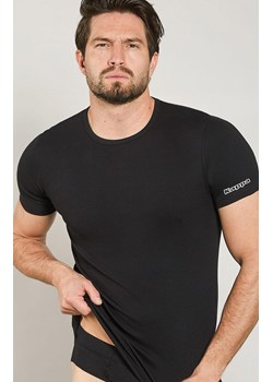 Kappa męski t-shirt klasyczny z grubszej bawełny czarny K1306, Kolor czarny, Rozmiar S, Kappa ze sklepu Intymna w kategorii Podkoszulki męskie - zdjęcie 186777186