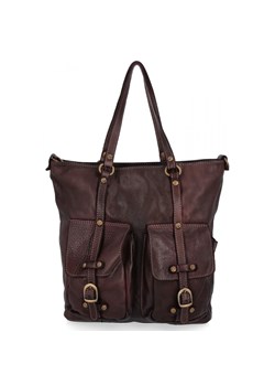 Vittoria Gotti Premium Torebka Skórzana w stylu Vintage Czekoladowa ze sklepu PaniTorbalska w kategorii Torby Shopper bag - zdjęcie 186777946