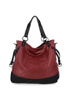 Uniwersalna Torebka Damska XL firmy Hernan HB982 Bordowa/Czarna ze sklepu PaniTorbalska w kategorii Torby Shopper bag - zdjęcie 186777966