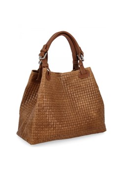 Modna Torebka Skórzana Shopper Bag 2269-J Ruda ze sklepu PaniTorbalska w kategorii Torby Shopper bag - zdjęcie 186778005