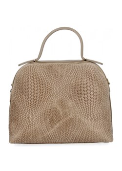 Elegancka Torebka Skórzana Włoski Kuferek 2 Komory 5273 Ziemista ze sklepu PaniTorbalska w kategorii Torby Shopper bag - zdjęcie 186778019