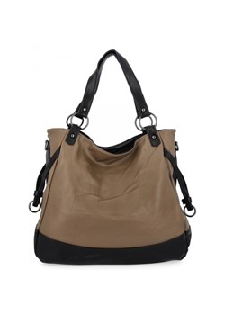 Uniwersalna Torebka Damska XL firmy Hernan HB982 Ziemista/Czarna ze sklepu PaniTorbalska w kategorii Torby Shopper bag - zdjęcie 186778109
