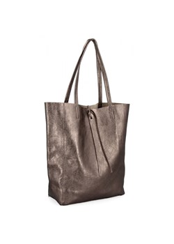 Modna Torebka Skórzana Shopper Bag z Kosmetyczką 168 Stare Złoto ze sklepu PaniTorbalska w kategorii Torby Shopper bag - zdjęcie 186778206