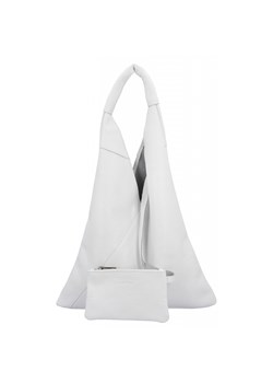 Włoska Torebka Skórzana Shopper Bag z Małą Kosmetyczką 5820S Biała ze sklepu PaniTorbalska w kategorii Torby Shopper bag - zdjęcie 186778278