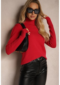 Czerwony Golf Sweter o Dopasowanym Kroju z Kaszmirem Zairith ze sklepu renee.pl w kategorii Swetry damskie - zdjęcie 186779555