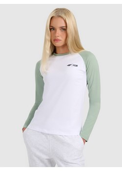 Damski longsleeve 4F 4FWAW25TFTRM1253 - biały ze sklepu Sportstylestory.com w kategorii Spodnie męskie - zdjęcie 186786236
