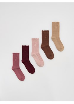 Reserved - Długie skarpetki z haftem 5 pack - brązowy - id: 610FA-88X - marki Reserved - 186787958 Reserved - Długie skarpetki z haftem 5 pack - brązowy ze sklepu Reserved w kategorii Skarpetki damskie - zdjęcie 186787958