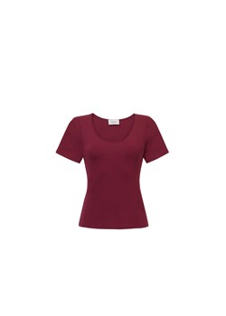 T-SHIRT DAMSKI RIB BURGUND ze sklepu Jemiol w kategorii Bluzki damskie - zdjęcie 186792909
