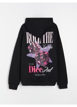 Sinsay - Bluza hoodie z nadrukiem na plecach - czarny ze sklepu Sinsay w kategorii Bluzy damskie - zdjęcie 186799205