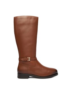 Kozaki Tommy Hilfiger Th Buckle Riding Lthr Long Boot FW0FW08873 Brązowy ze sklepu eobuwie.pl w kategorii Kozaki damskie - zdjęcie 186799396