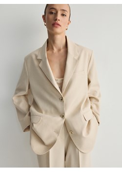 Reserved - Jednorzędowa marynarka oversize - beżowy ze sklepu Reserved w kategorii Marynarki damskie - zdjęcie 186803087