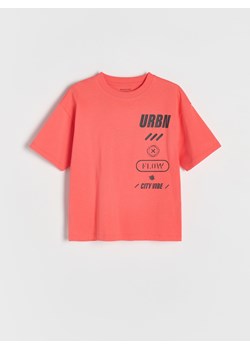Reserved - Bawełniany t-shirt z nadrukiem - czerwony ze sklepu Reserved w kategorii T-shirty chłopięce - zdjęcie 186804496