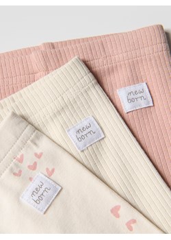 Reserved - Bawełniane legginsy 3 pack - złamana biel ze sklepu Reserved w kategorii Spodnie i półśpiochy - zdjęcie 186807468