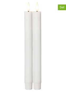 STAR Trading Świece LED (2 szt.) &quot;Flamme Stripe&quot; w kolorze białym - wys. 25 cm ze sklepu Limango Polska w kategorii Świece i dyfuzory - zdjęcie 186809106