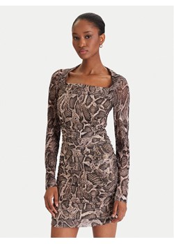 Guess Sukienka koktajlowa W5BK65 KCZC2 Beżowy Slim Fit ze sklepu MODIVO w kategorii Sukienki - zdjęcie 186811059