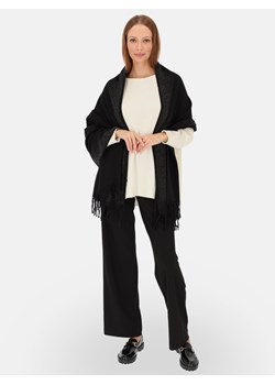 Czarny szal z wełną i kaszmirem z kryształkami Potis & Verso ze sklepu Eye For Fashion w kategorii Szaliki i chusty damskie - zdjęcie 186811738