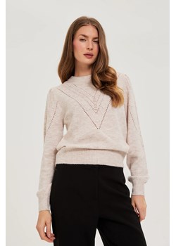 Sweter z bufiastymi rękawami beżowy ze sklepu Moodo.pl w kategorii Swetry damskie - zdjęcie 186812545