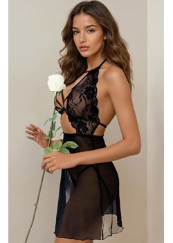 Czarna przejrzysta koszulka i otwarte figi Malviami, Kolor czarny, Rozmiar S/M, LivCo Corsetti Fashion - id: 161123 - marki Livia Corsetti - 186813669 Czarna przejrzysta koszulka i otwarte figi Malviami, Kolor czarny, Rozmiar S/M, LivCo Corsetti Fashion ze sklepu Intymna w kategorii Koszule nocne - zdjęcie 186813669