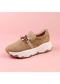 Beżowe półbuty damskie z łańcuchem, sneakersy Potocki 12035 - id: 22641 - marki Potocki - 186814855 Beżowe półbuty damskie z łańcuchem, sneakersy Potocki 12035 ze sklepu suzana.pl w kategorii Półbuty damskie - zdjęcie 186814855