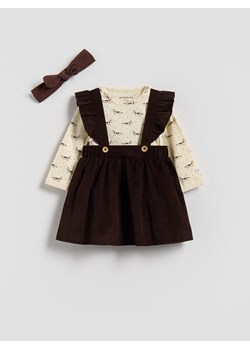 Reserved - Bawełniany komplet z opaską - brązowy ze sklepu Reserved w kategorii Komplety niemowlęce - zdjęcie 186821435