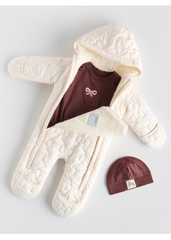 Reserved - Bawełniane body z czapką - brązowy ze sklepu Reserved w kategorii Body niemowlęce - zdjęcie 186821548