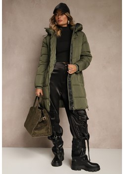 Ciemnozielona Pikowana Kurtka z Kapturem i Bocznymi Suwakami Lundrie ze sklepu renee.pl w kategorii Kurtki damskie - zdjęcie 186821655