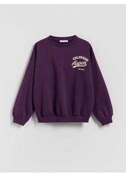 Reserved - Bawełniana bluza z nadrukiem - ciemnofioletowy ze sklepu Reserved w kategorii Bluzki dziewczęce - zdjęcie 186824975