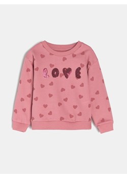 Sinsay - Bawełniana bluza crewneck z połyskującymi cekinami - różowy ze sklepu Sinsay w kategorii Bluzy i swetry - zdjęcie 186825745