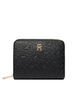 Tommy Hilfiger Portfel Med Za W/Flap Mono AW0AW18035 Czarny ze sklepu MODIVO w kategorii Portfele damskie - zdjęcie 187052257