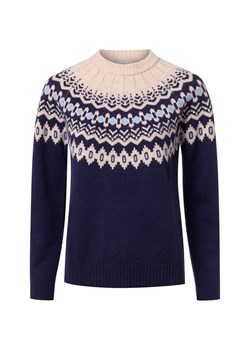 Marie Lund Damski sweter z dzianiny z zawartością merynosów Kobiety Wełna merino granatowy wzorzysty ze sklepu vangraaf w kategorii Swetry damskie - zdjęcie 187188536