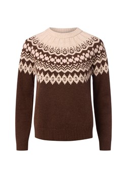 Marie Lund Damski sweter z dzianiny z zawartością merynosów Kobiety Wełna merino mocca wzorzysty ze sklepu vangraaf w kategorii Swetry damskie - zdjęcie 187188537