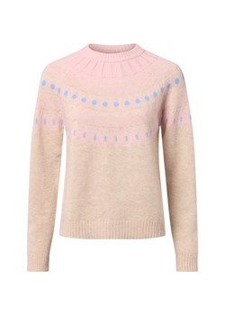 Marie Lund Damski sweter z dzianiny z zawartością merynosów Kobiety Wełna merino beżowy wzorzysty ze sklepu vangraaf w kategorii Swetry damskie - zdjęcie 187188538