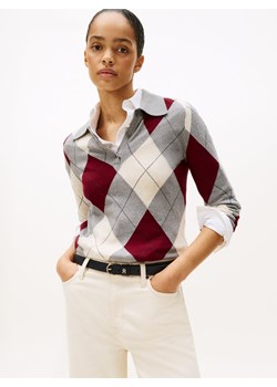 Tommy Hilfiger Sweter damski z dzianiny Kobiety Bawełna szary wzorzysty ze sklepu vangraaf w kategorii Swetry damskie - zdjęcie 187188568