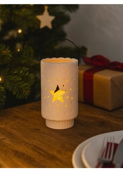 Sinsay - Ceramiczny świecznik z wyciętą gwiazdą - biały ze sklepu Sinsay w kategorii Świeczniki - zdjęcie 187190176