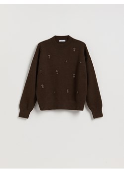 Reserved - Sweter z ozdobnymi aplikacjami - ciemnobrązowy ze sklepu Reserved w kategorii Swetry damskie - zdjęcie 187204508