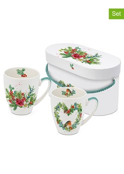 ppd Kubki jumbo (2 szt.) &quot;Robin Heart &amp; Flora&quot; w kolorze biało-zielonym - 350 ml ze sklepu Limango Polska w kategorii Naczynia - zdjęcie 187204717