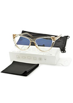 Okulary damskie do komputera kocie z filtrem BLUE Light zerówki 25106B ze sklepu Stylion w kategorii Okulary zerówki damskie - zdjęcie 187206748