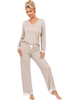 Piżama damska beżowa z długimi spodniami z koronką Simply long, Kolor beżowy, Rozmiar S, Donna ze sklepu Primodo w kategorii Piżamy damskie - zdjęcie 187209177
