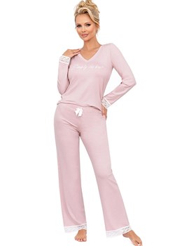 Piżama damska pudrowy róż z długimi spodniami z koronką Simply long, Kolor róż pudrowy, Rozmiar M, Donna ze sklepu Primodo w kategorii Piżamy damskie - zdjęcie 187209186
