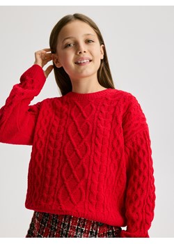 Reserved - Strukturalny sweter - czerwony - id: 823FH-33X - marki Reserved - 187217096 Reserved - Strukturalny sweter - czerwony ze sklepu Reserved w kategorii Swetry dziewczęce - zdjęcie 187217096