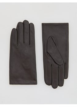 Reserved - Skórzane rękawiczki - ciemnobrązowy ze sklepu Reserved w kategorii Rękawiczki damskie - zdjęcie 187222969
