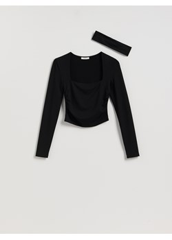 Reserved - Longsleeve z wiskozą - czarny ze sklepu Reserved w kategorii Bluzki damskie - zdjęcie 187227367
