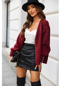 krótki sweter dafne polski producent j&k premium - bordowe - id: 9599 - marki J&k - 187229206 krótki sweter dafne polski producent j&k premium - bordowe ze sklepu STYLOWO w kategorii Swetry damskie - zdjęcie 187229206